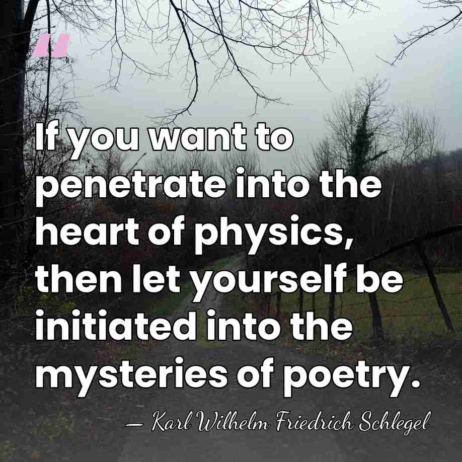 If you want to penetrate into the heart of physics, then let&hellip; - Karl Wilhelm Friedrich Schlegel