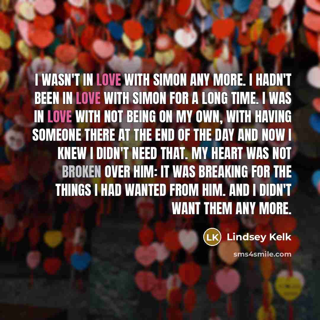 “I wasn't in love with Simon any more. I hadn't…” quote by Lindsey Kelk