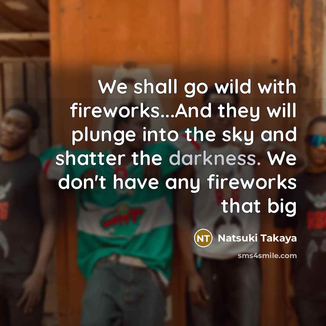 “We shall go wild with fireworks...And they will plunge into…” quote by Natsuki Takaya