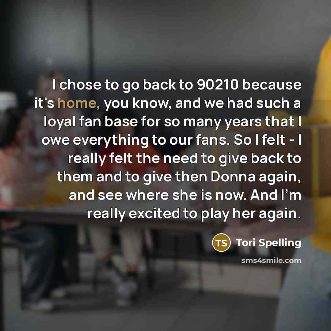 “I chose to go back to 90210 because it's home,…” quote by Tori Spelling