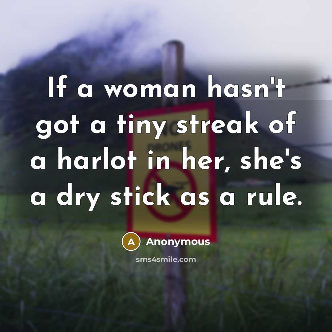 “If a woman hasn't got a tiny streak of a…” quote by Anonymous
