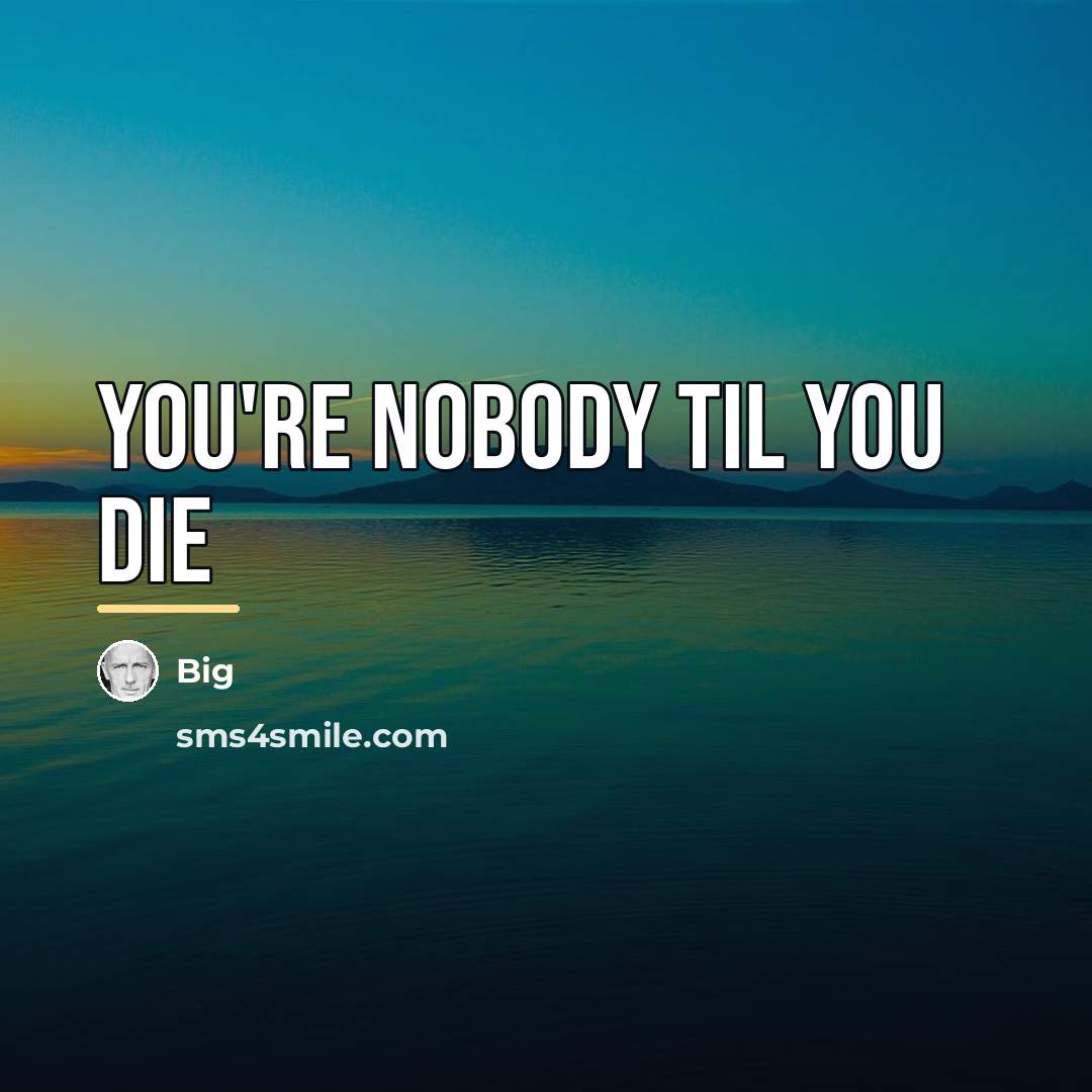 “You're Nobody Til You Die…” quote by BIG