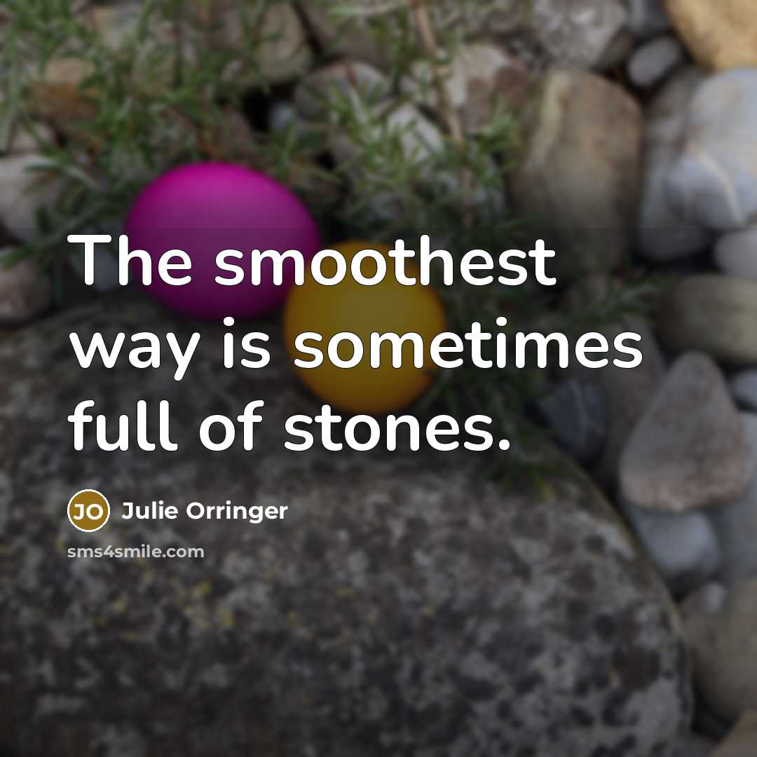 “The smoothest way is sometimes full of stones.…” quote by Julie Orringer