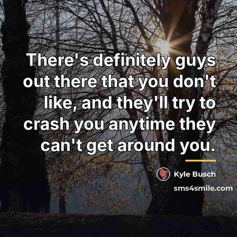 “There's definitely guys out there that you don't like, and…” quote by Kyle Busch