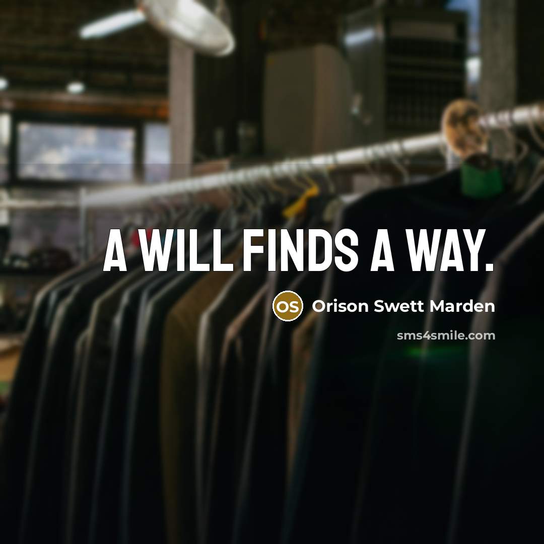 “A will finds a way.” quote by Orison Swett Marden