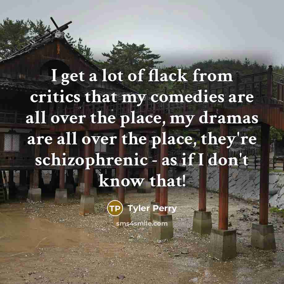 “I get a lot of flack from critics that my…” quote by Tyler Perry