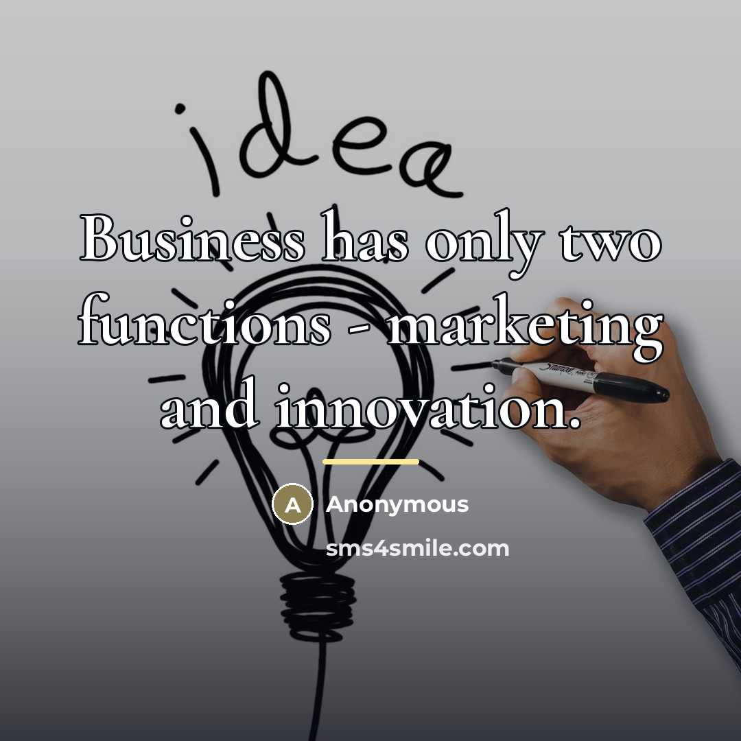 “Business has only two functions - marketing and innovation.…” quote by Anonymous