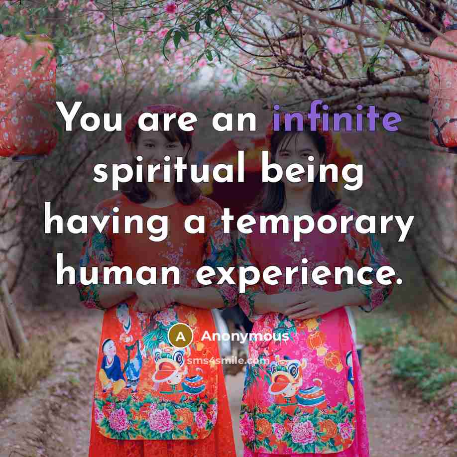 “You are an infinite spiritual being having a temporary human…” quote by Anonymous