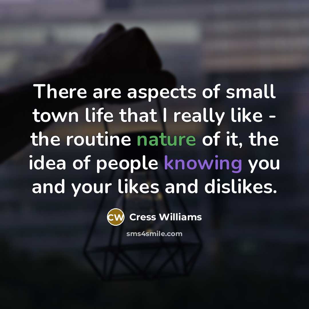 “There are aspects of small town life that I really…” quote by Cress Williams