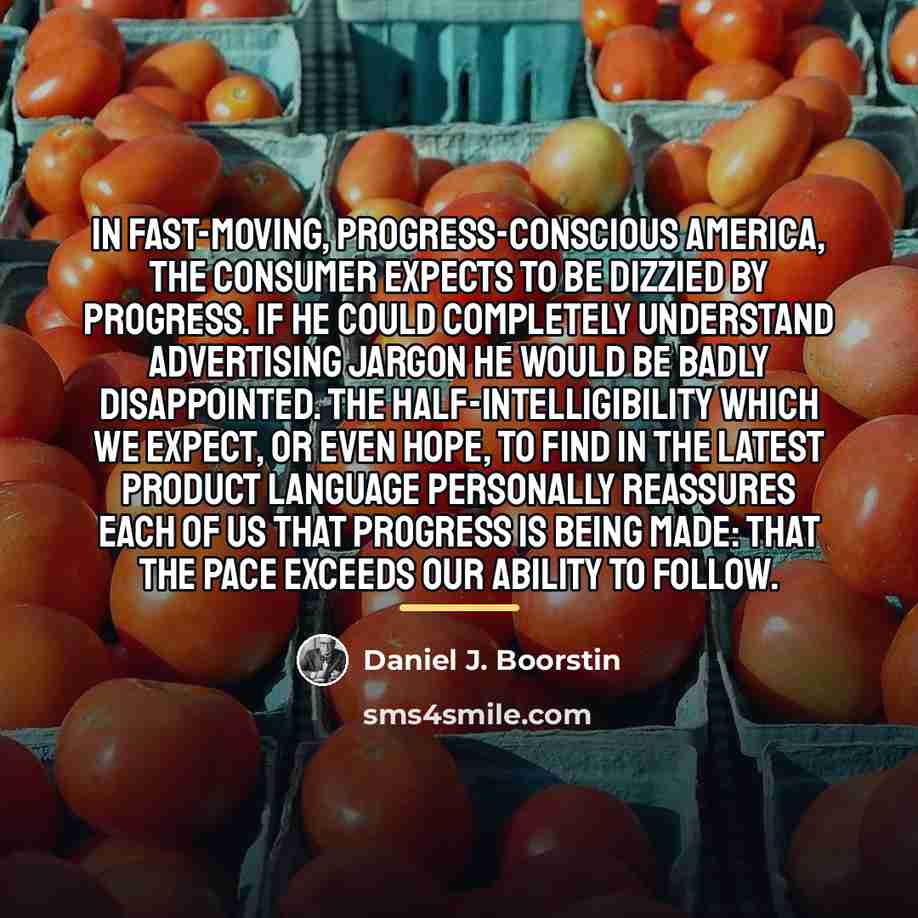 “In fast-moving, progress-conscious America, the consumer expects to be dizzied…” quote by Daniel J. Boorstin