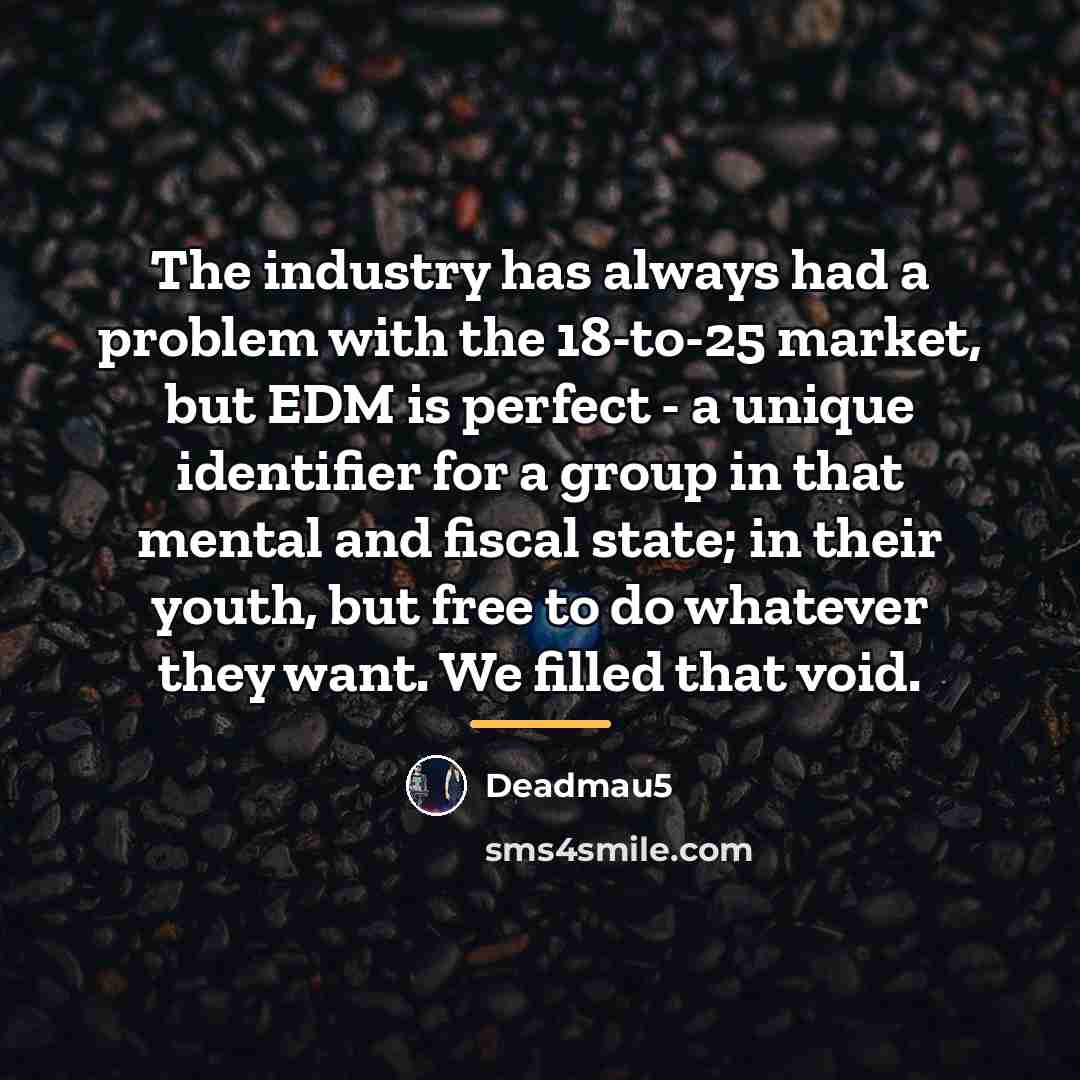 “The industry has always had a problem with the 18-to-25…” quote by Deadmau5
