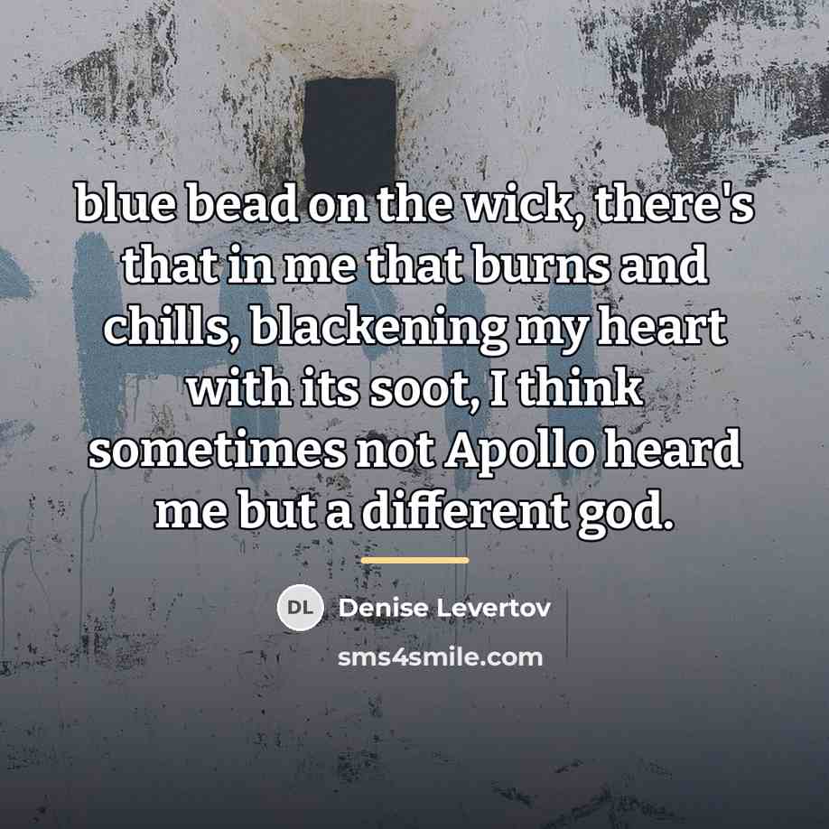 “blue bead on the wick, there's that in me that…” quote by Denise Levertov
