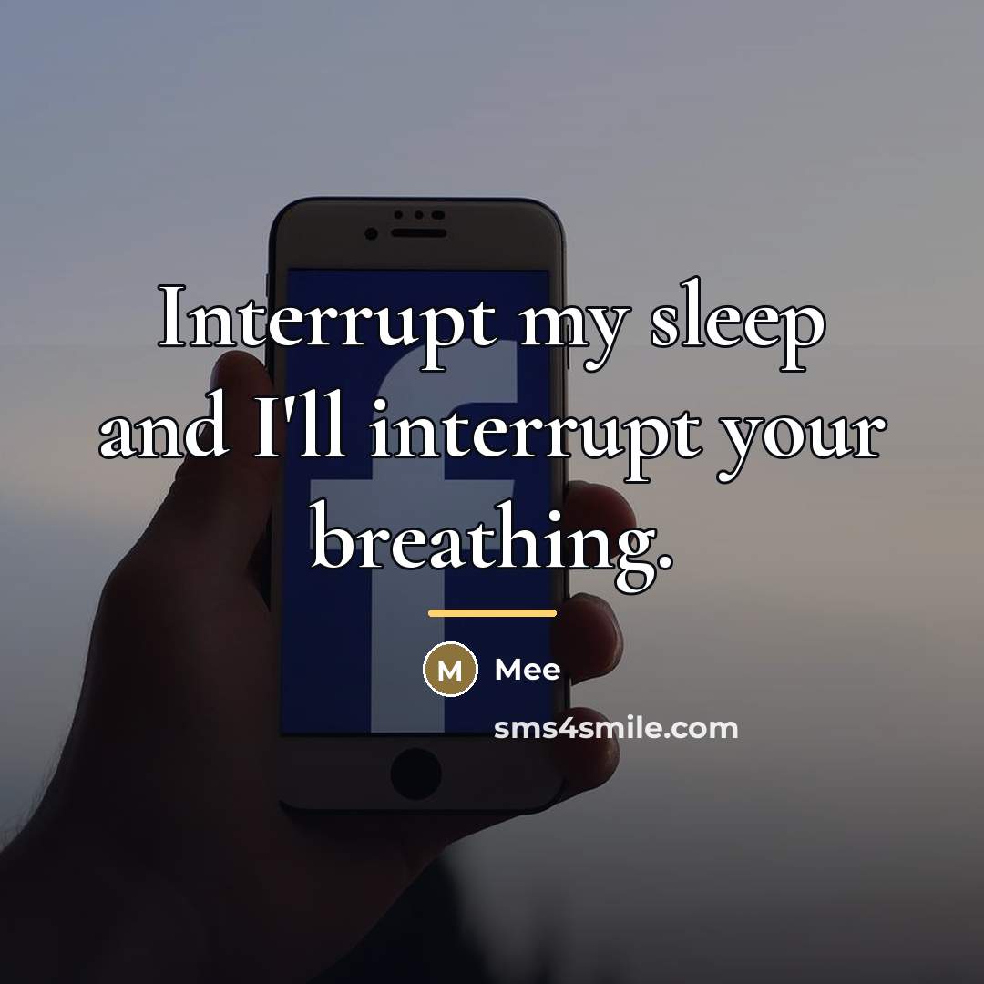 “Interrupt my sleep and I'll interrupt your breathing.…” quote by Mee