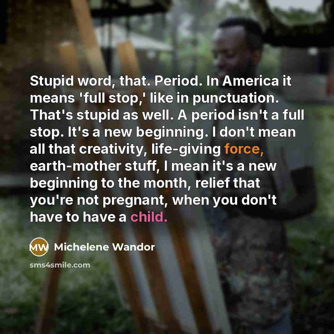 “Stupid word, that. Period. In America it means 'full stop,'…” quote by Michelene Wandor