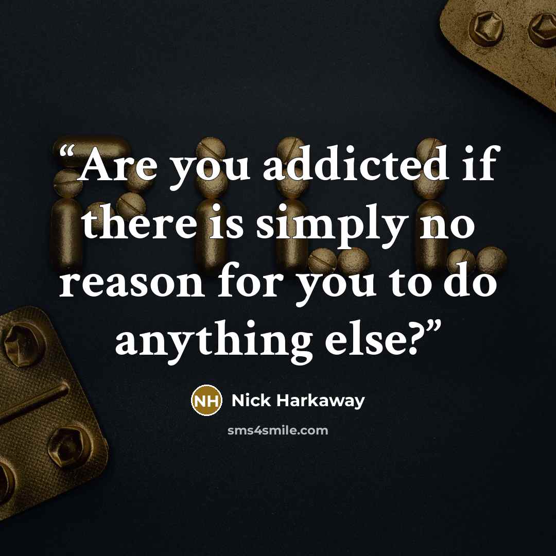 “Are you addicted if there is simply no reason for you to do anything else?” quote by Nick Harkaway