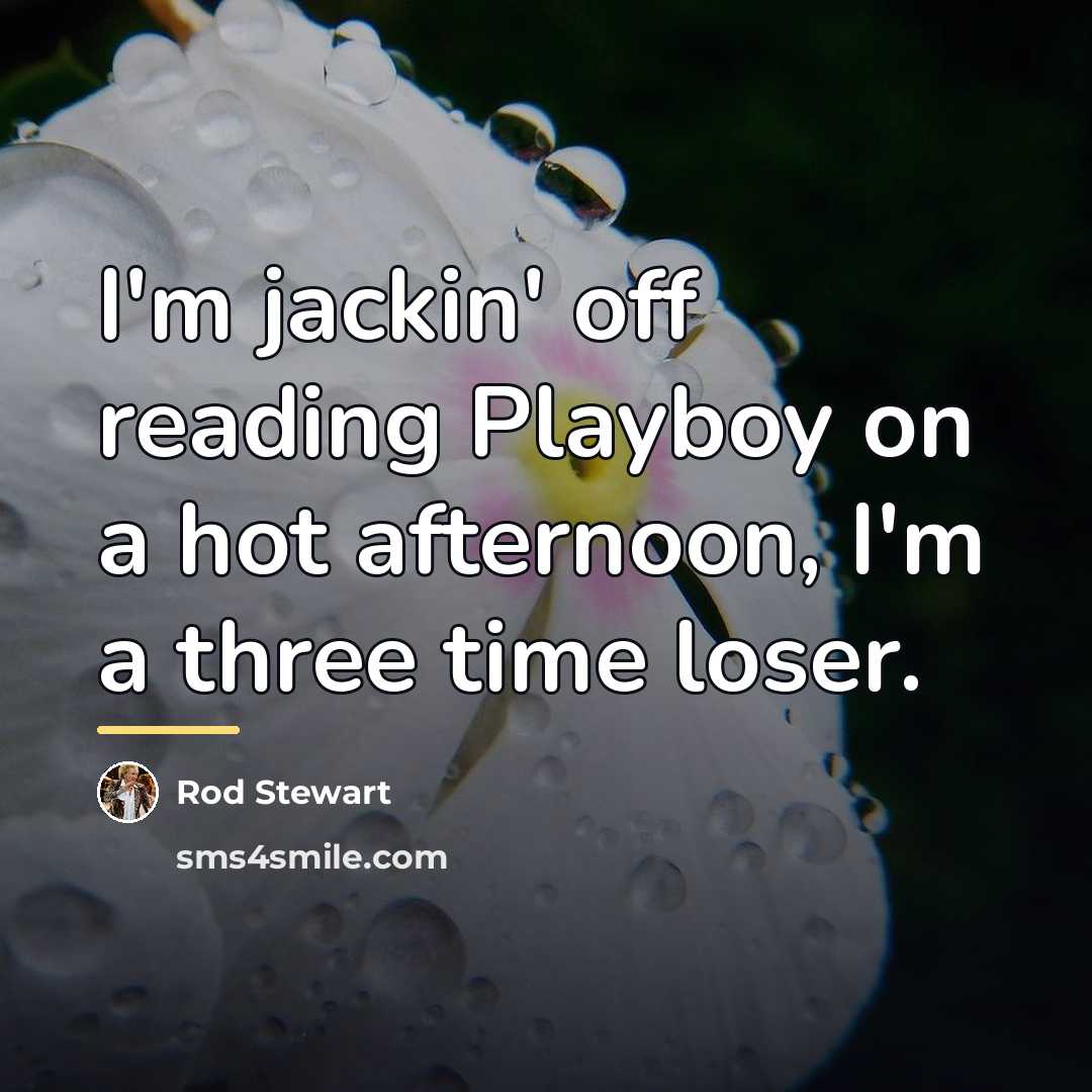“I'm jackin' off reading Playboy on a hot afternoon, I'm…” quote by Rod Stewart