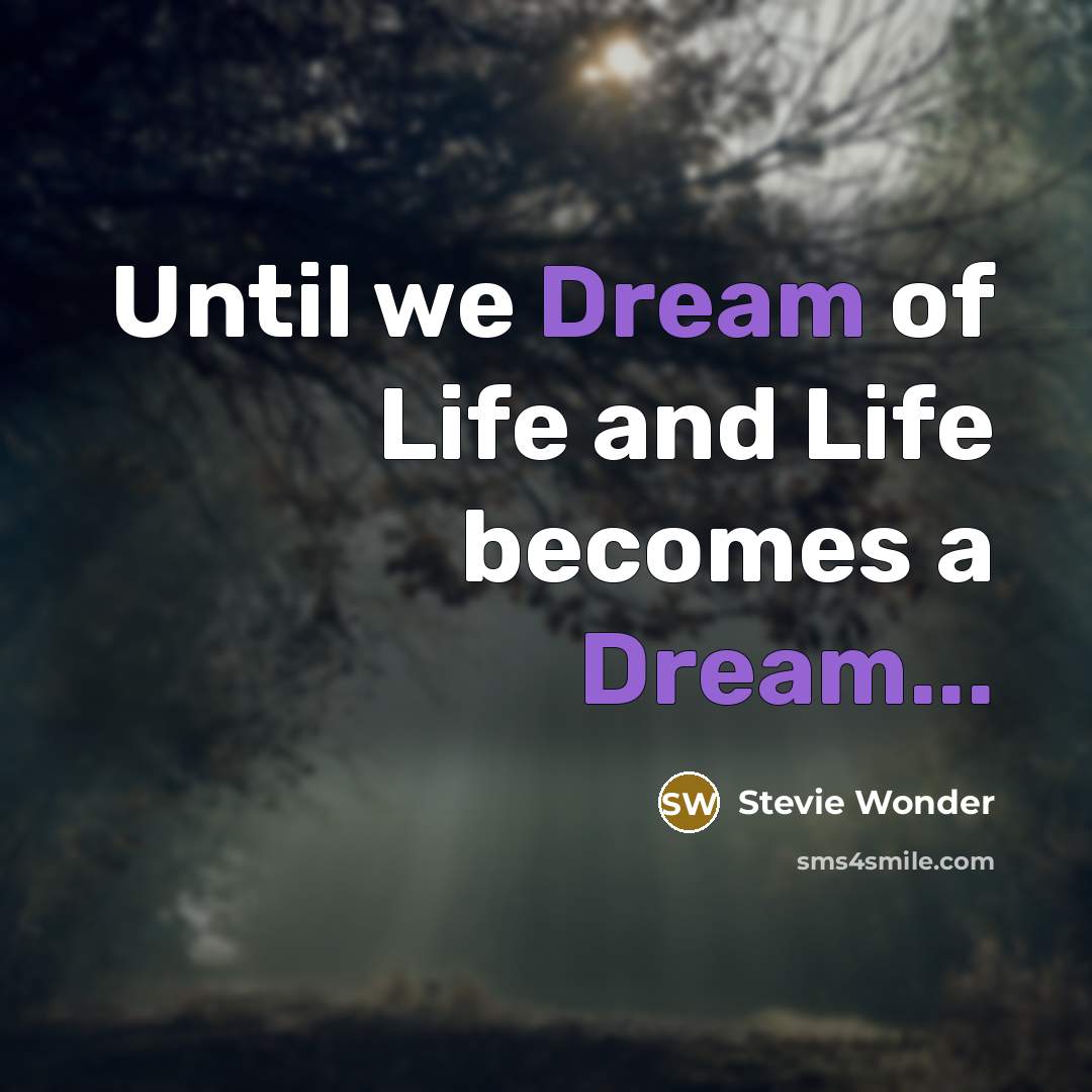 “Until we Dream of Life and Life becomes a Dream...…” quote by Stevie Wonder