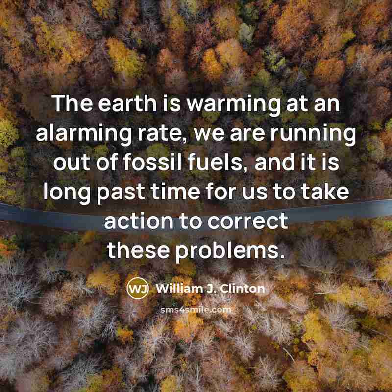 “The earth is warming at an alarming rate, we are…” quote by William J. Clinton