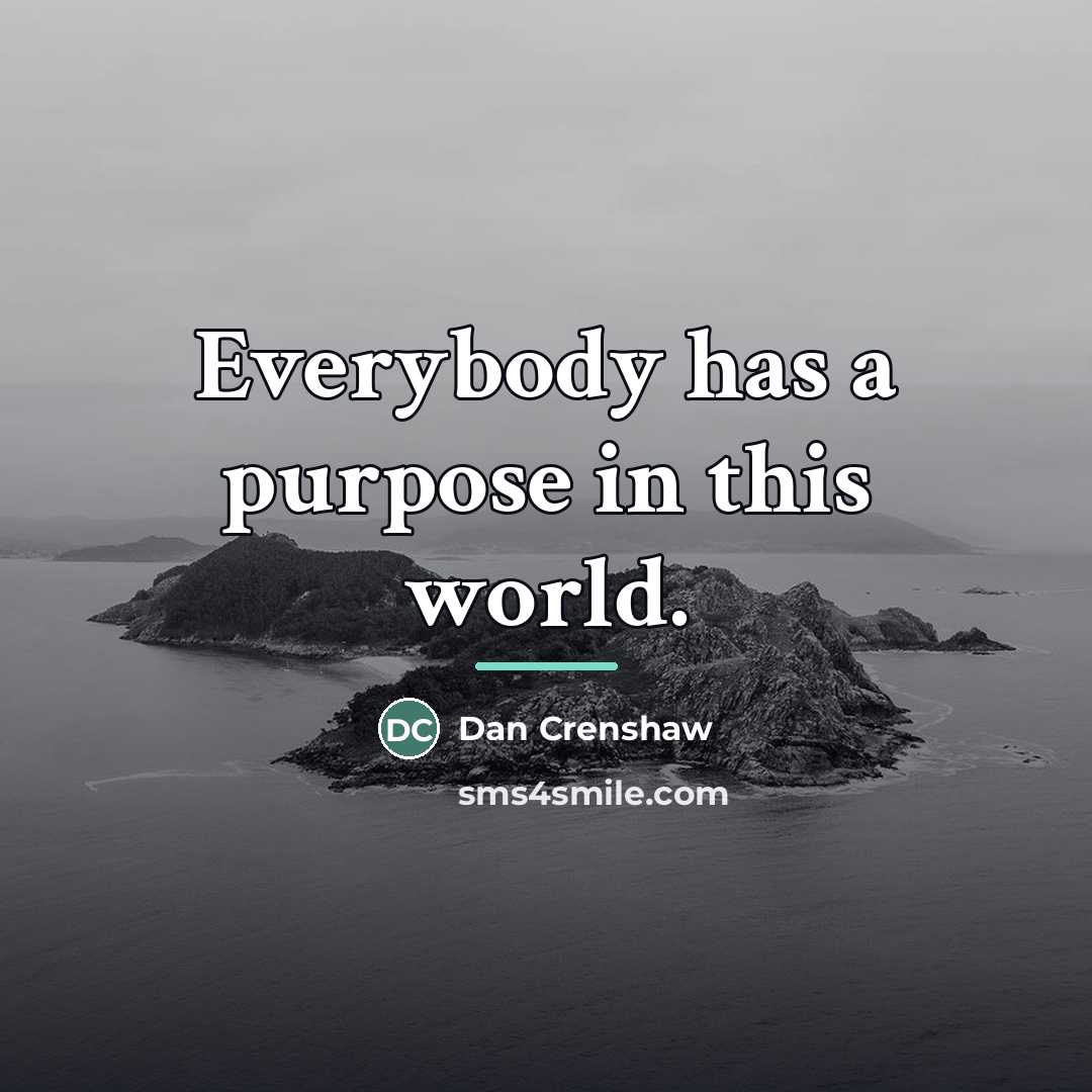 “Everybody has a purpose in this world.…” quote by Dan Crenshaw