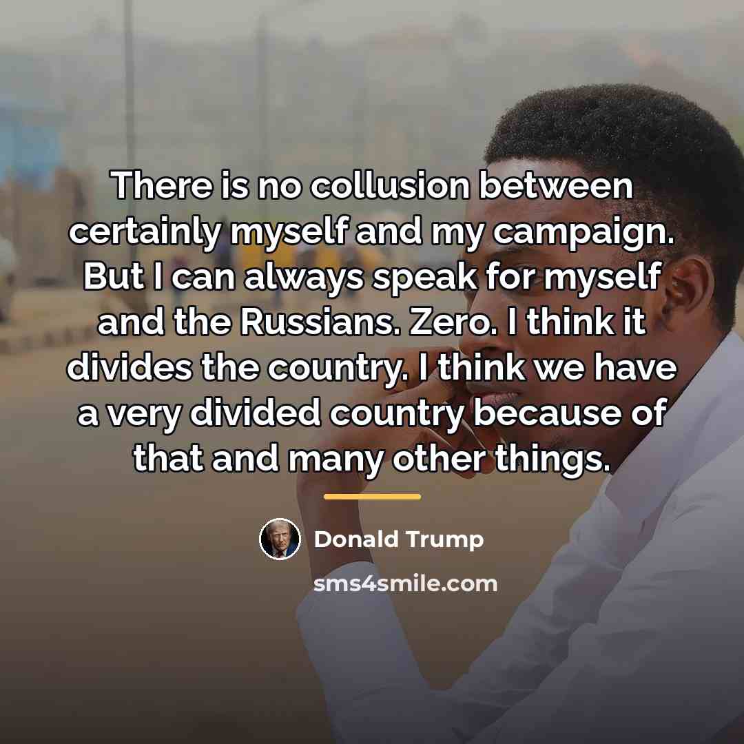 “There is no collusion between certainly myself and my campaign.…” quote by Donald Trump