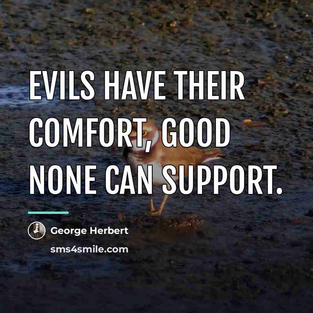 “Evils have their comfort, good none can support.…” quote by George Herbert