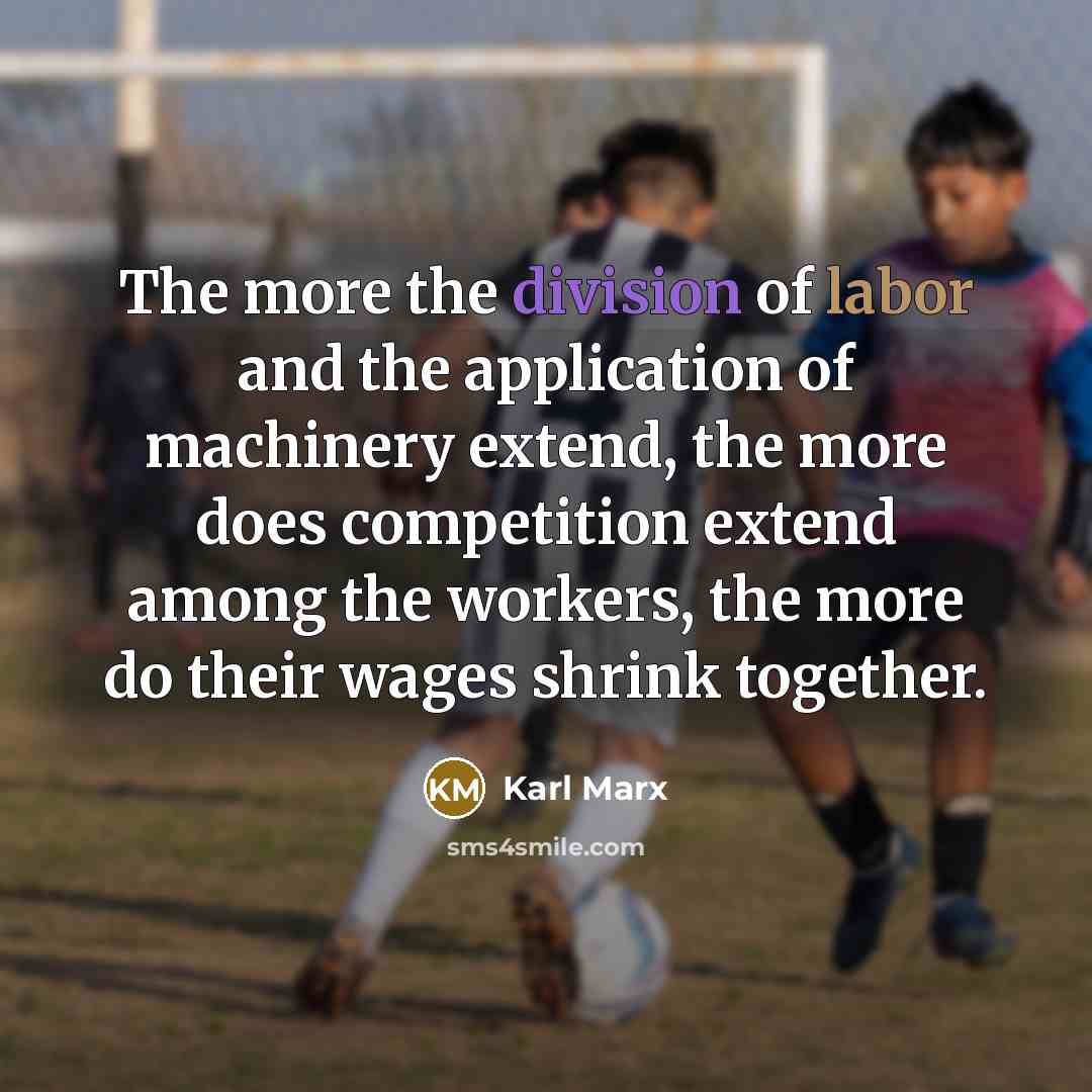 “The more the division of labor and the application of…” quote by Karl Marx