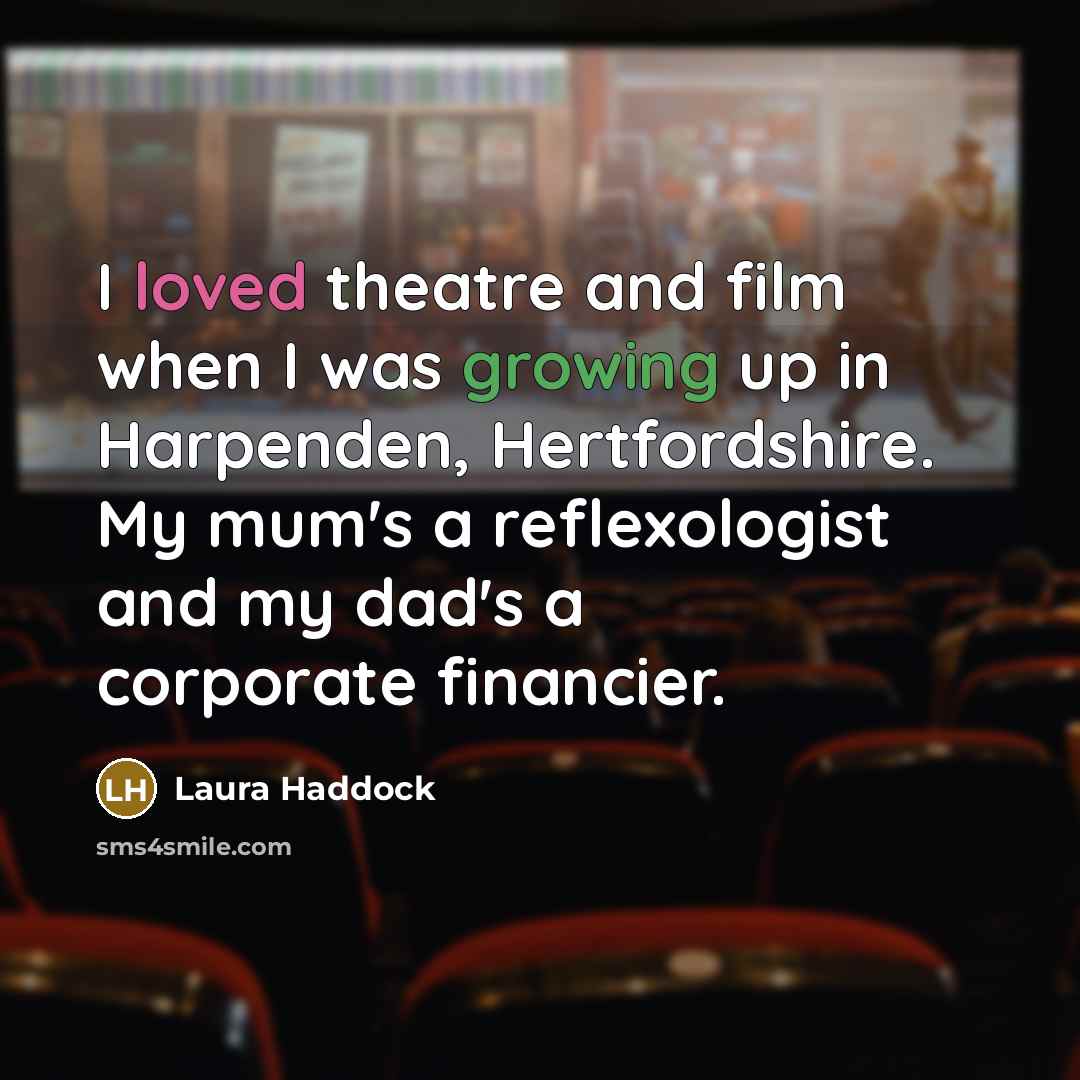 “I loved theatre and film when I was growing up…” quote by Laura Haddock