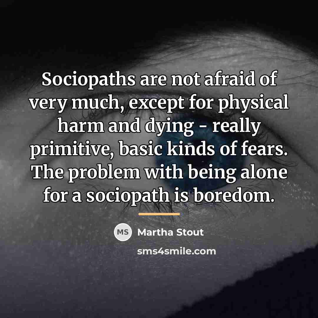“Sociopaths are not afraid of very much, except for physical…” quote by Martha Stout