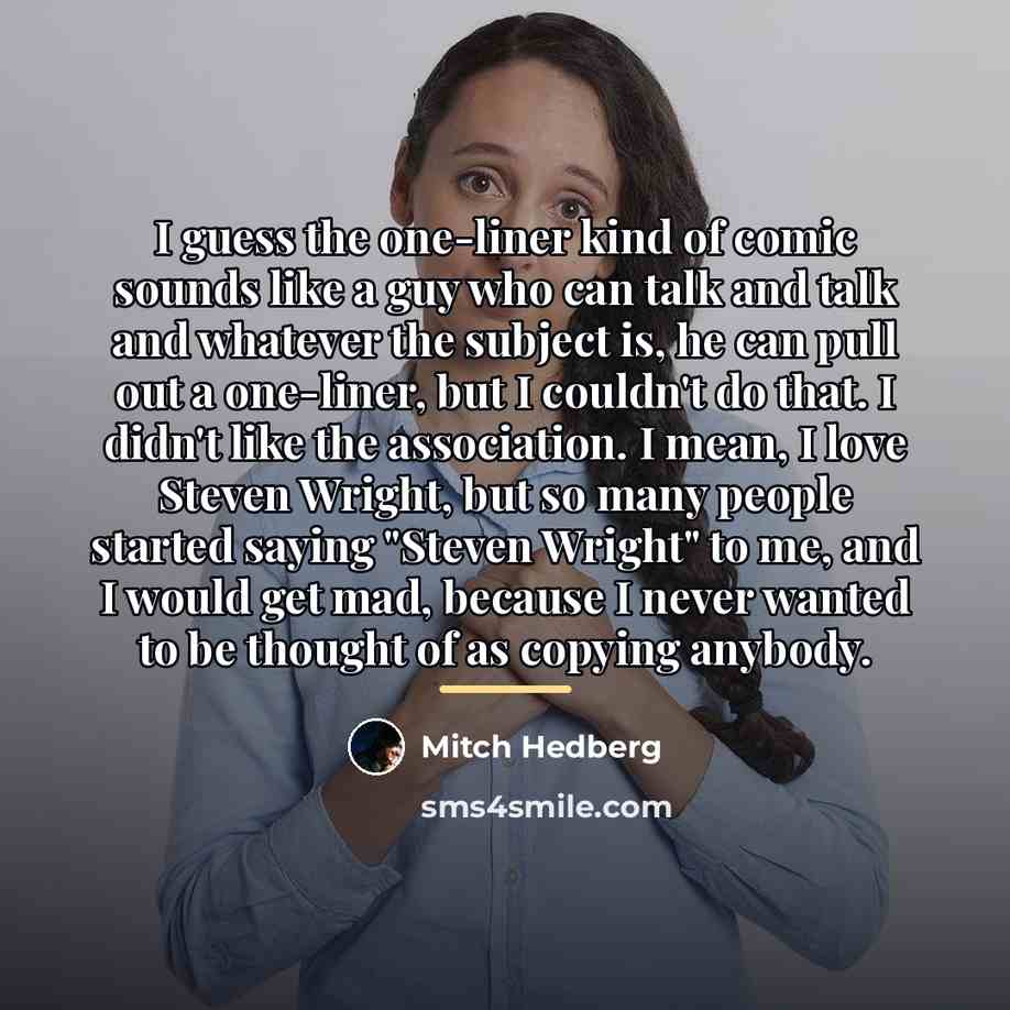 “I guess the one-liner kind of comic sounds like a…” quote by Mitch Hedberg
