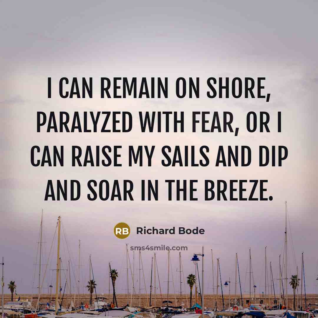 “I can remain on shore, paralyzed with fear, or I…” quote by Richard Bode