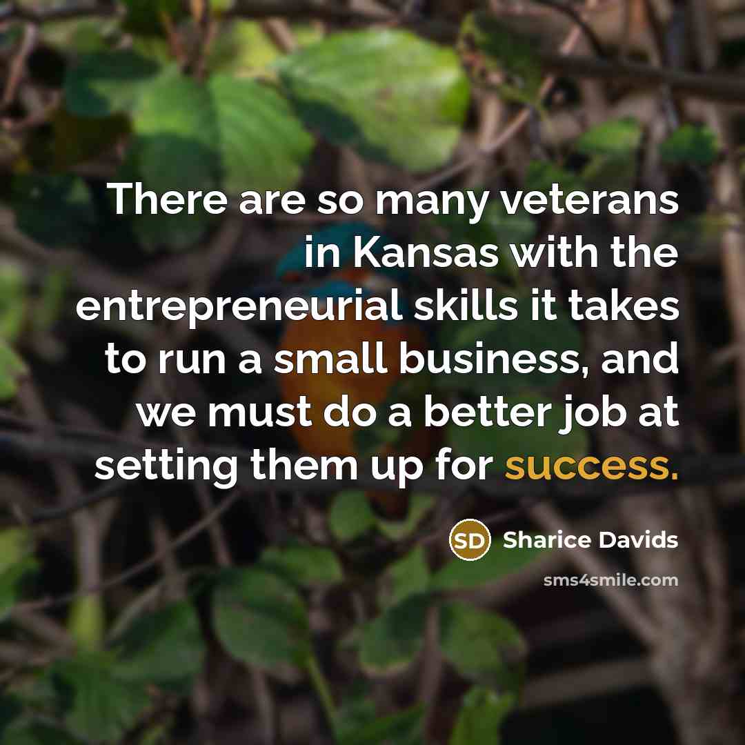 “There are so many veterans in Kansas with the entrepreneurial…” quote by Sharice Davids