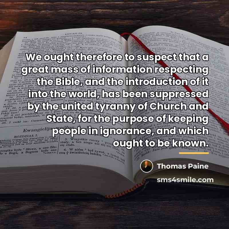 “We ought therefore to suspect that a great mass of…” quote by Thomas Paine