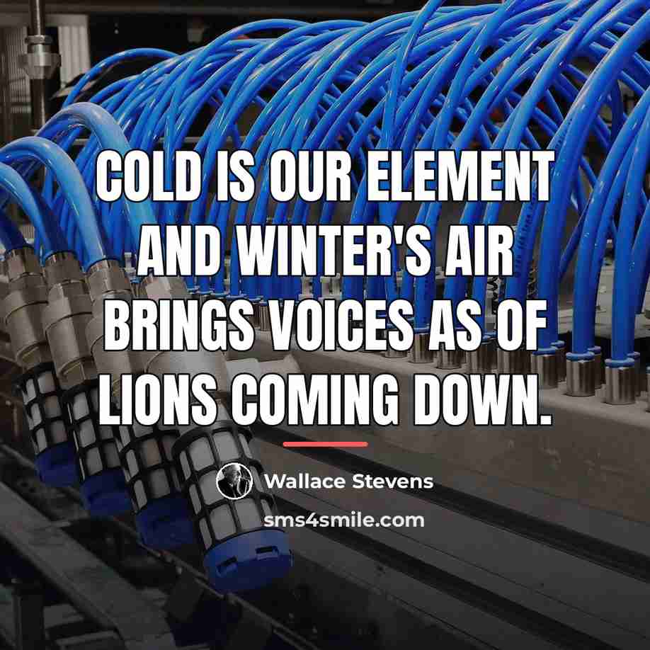 “Cold is our element and winter's air Brings voices as…” quote by Wallace Stevens