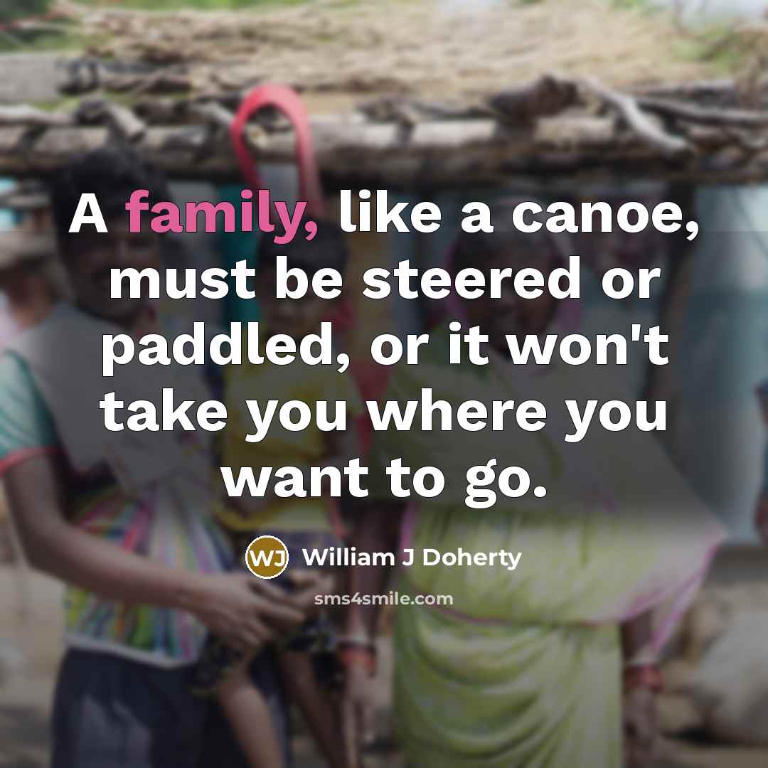 “A family, like a canoe, must be steered or paddled, or it won't take you where you want to go.” quote by William J Doherty