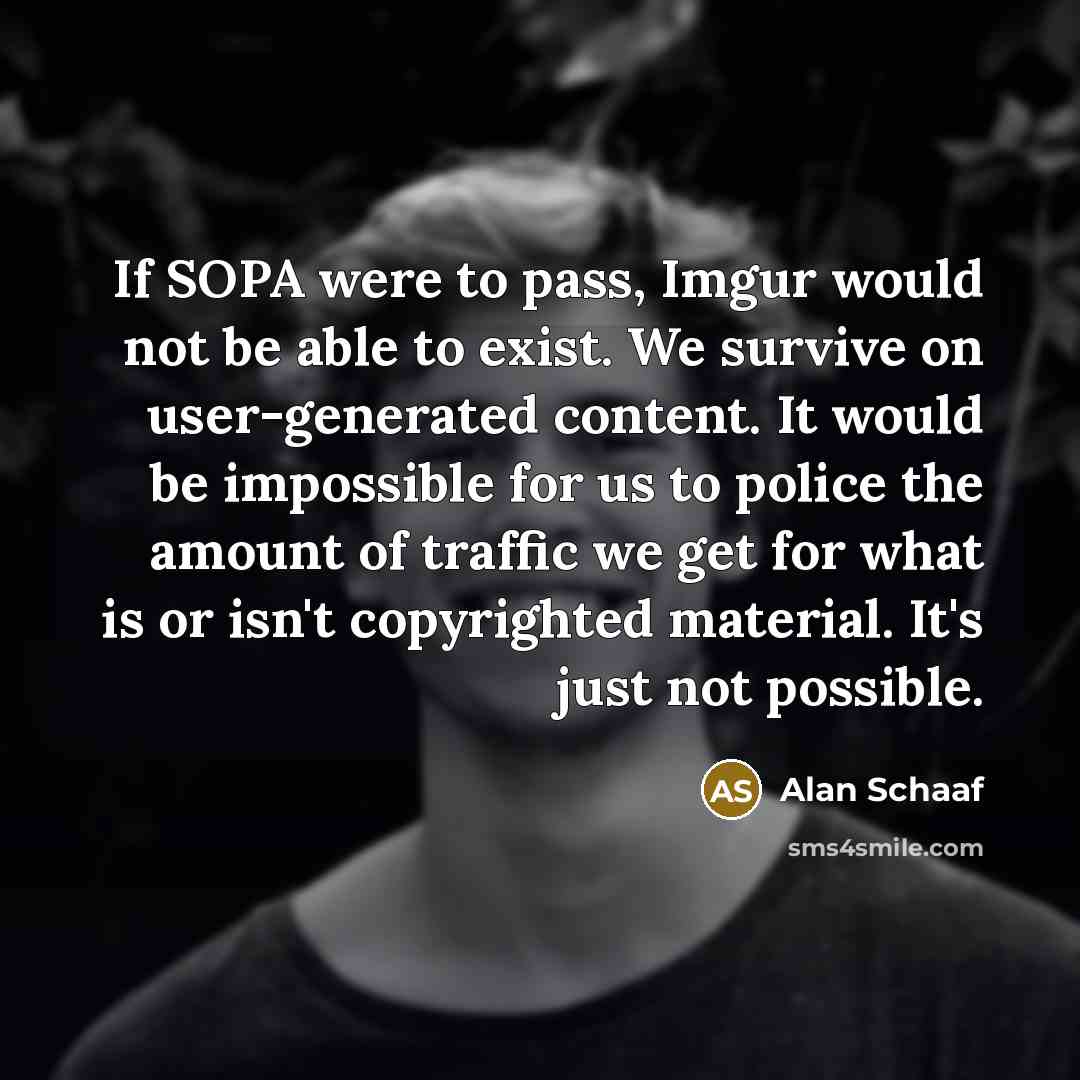 “If SOPA were to pass, Imgur would not be able…” quote by Alan Schaaf