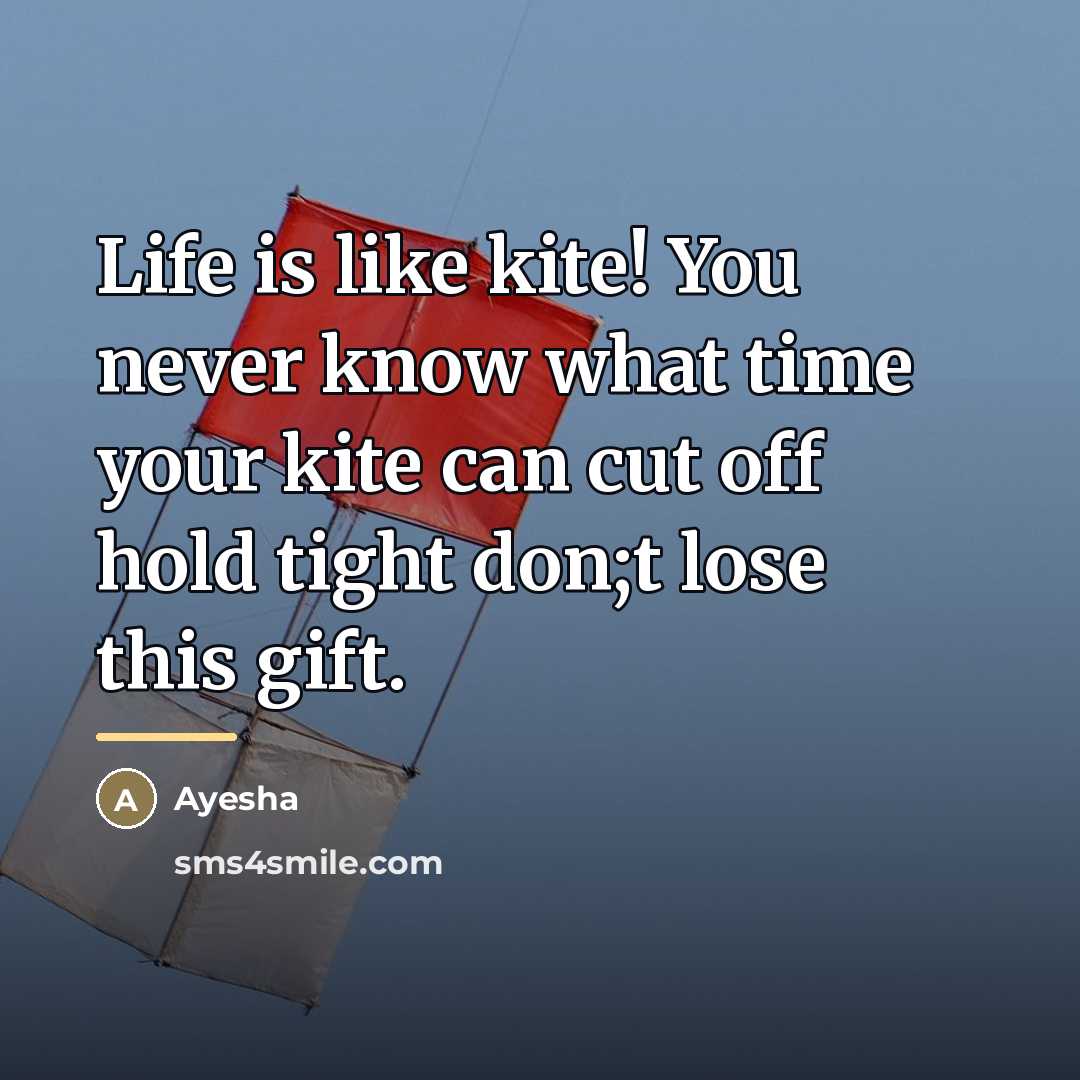 “Life is like kite! You never know what time your…” quote by Ayesha