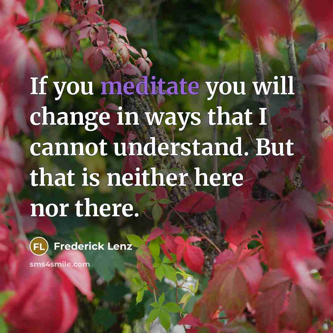 “If you meditate you will change in ways that I…” quote by Frederick Lenz