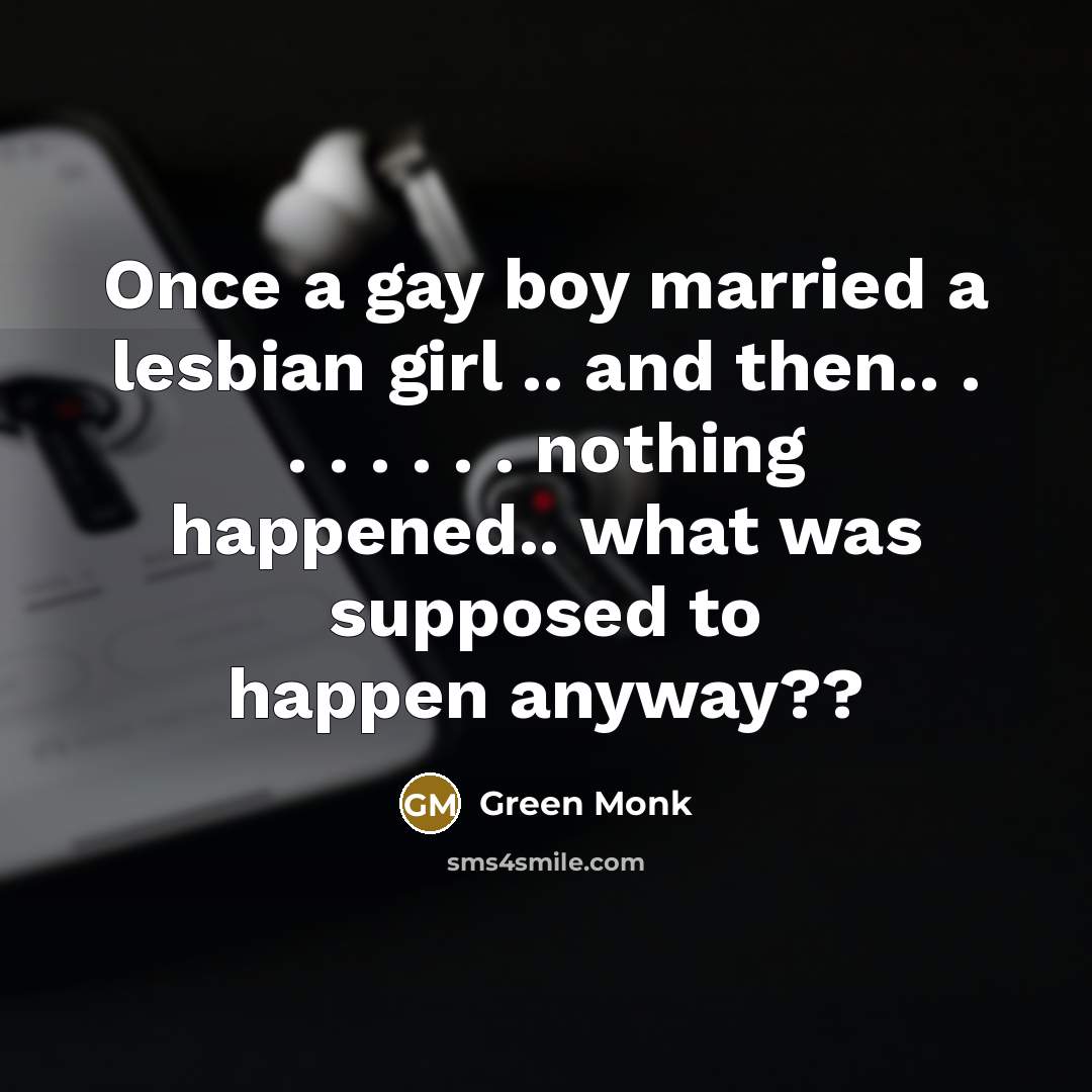 “Once a gay boy married a lesbian girl .. and…” quote by Green Monk