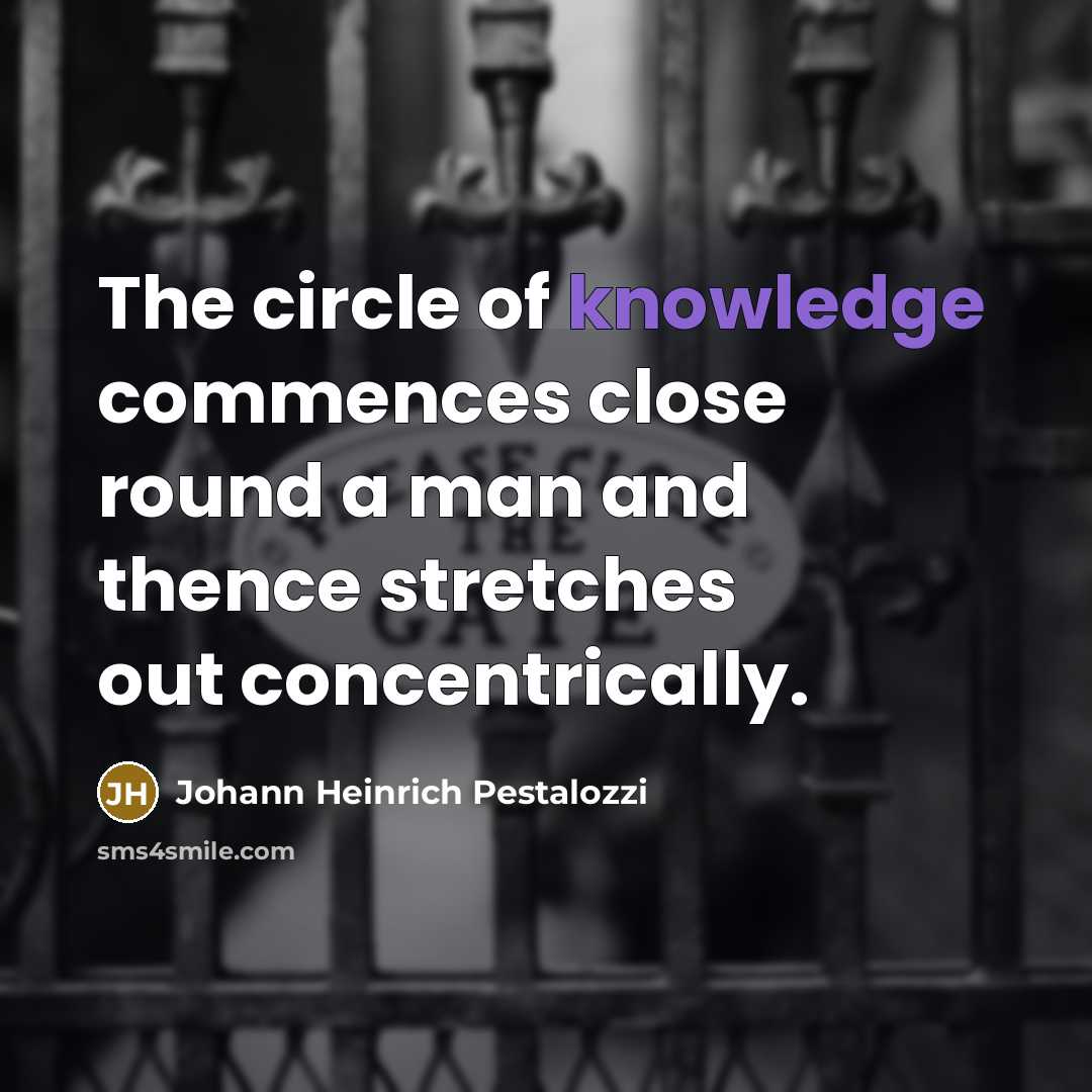 “The circle of knowledge commences close round a man and…” quote by Johann Heinrich Pestalozzi