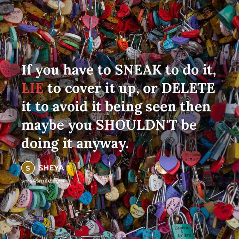 “If you have to SNEAK to do it, LIE to…” quote by SHEYA