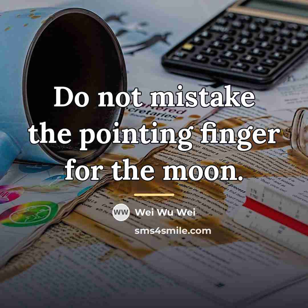“Do not mistake the pointing finger for the moon.…” quote by Wei Wu Wei