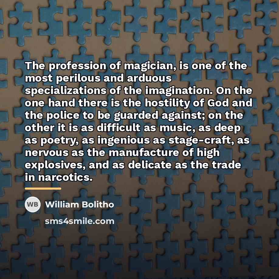 “The profession of magician, is one of the most perilous…” quote by William Bolitho