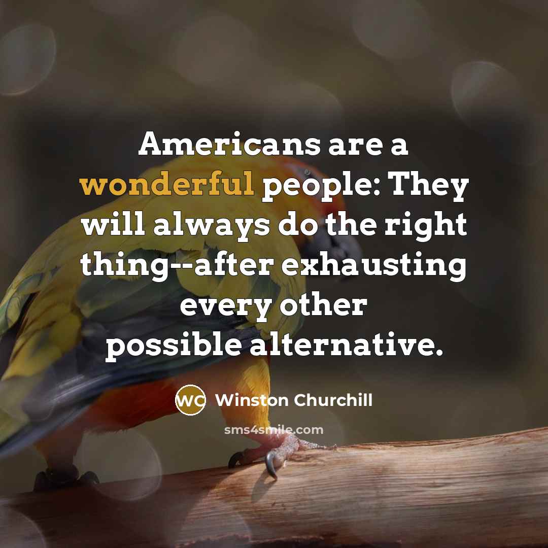“Americans are a wonderful people: They will always do the…” quote by Winston Churchill