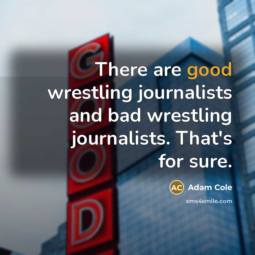 “There are good wrestling journalists and bad wrestling journalists. That's…” quote by Adam Cole