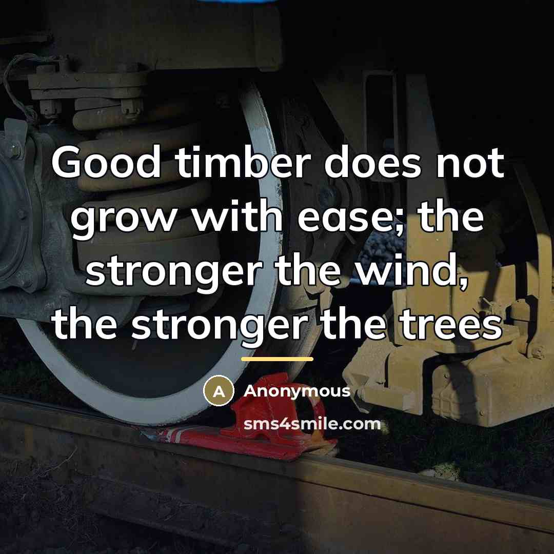 “Good timber does not grow with ease; the stronger the…” quote by Anonymous
