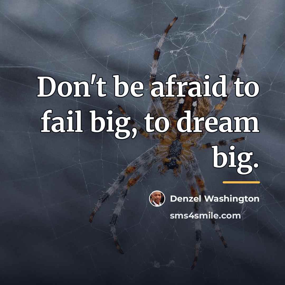 “Don't be afraid to fail big, to dream big.…” quote by Denzel Washington