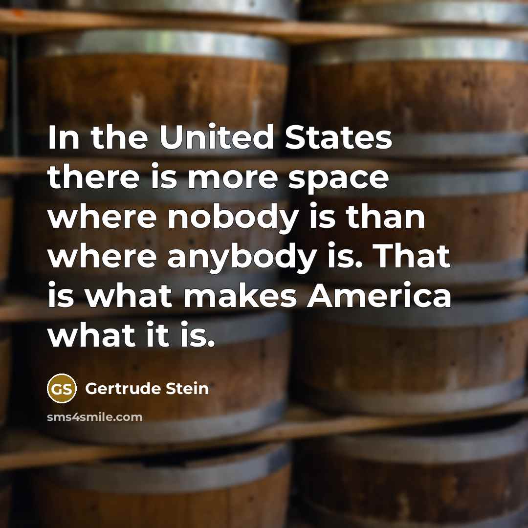 “In the United States there is more space where nobody…” quote by Gertrude Stein