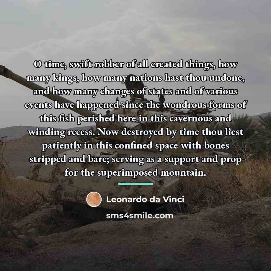 “O time, swift robber of all created things, how many…” quote by Leonardo da Vinci