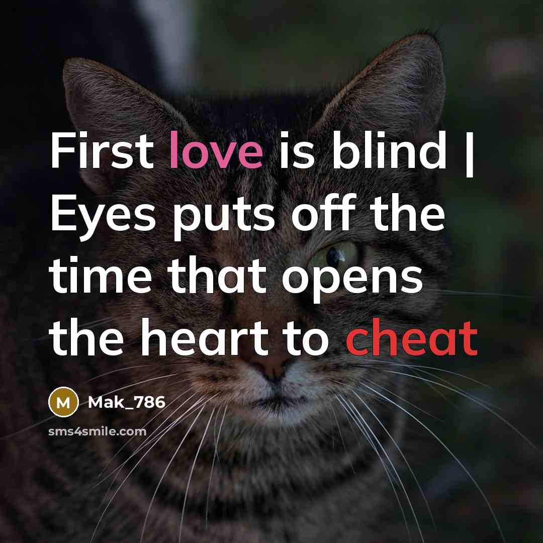 “First love is blind | Eyes puts off the time that opens the heart to cheat” quote by Mak_786