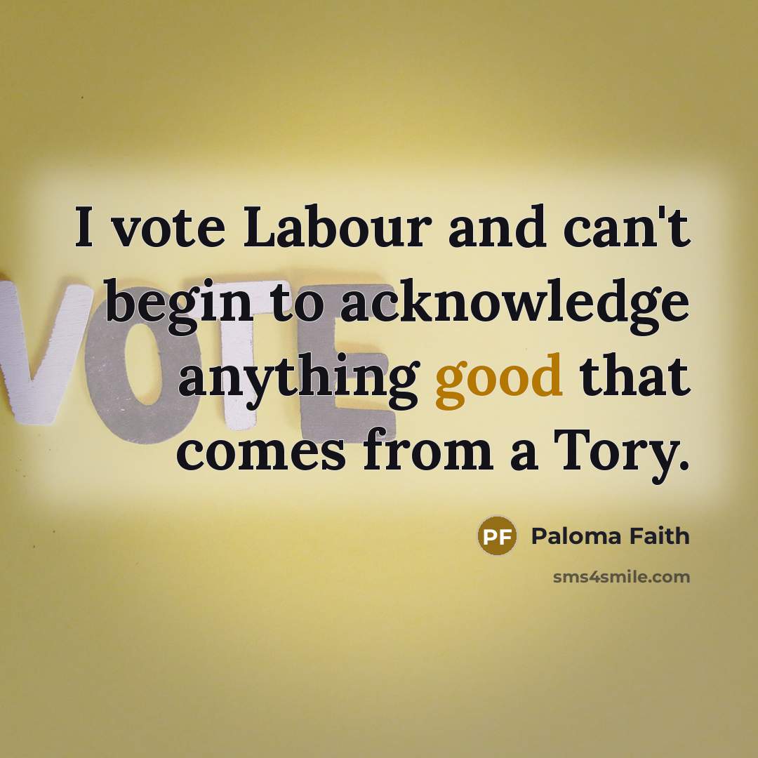 “I vote Labour and can't begin to acknowledge anything good…” quote by Paloma Faith